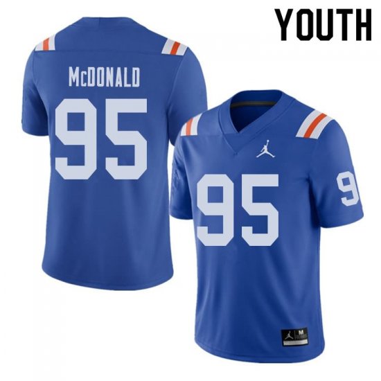 Youth Florida Gators #95 Ray McDonald NCAA Jordan Brand Royal Throwback Alternate Authentic Stitched College Football Jersey UDP3062VN